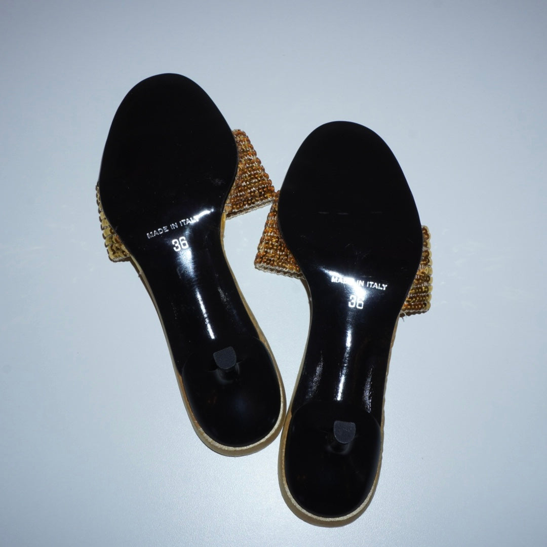 Gold Sequin Mules (36)