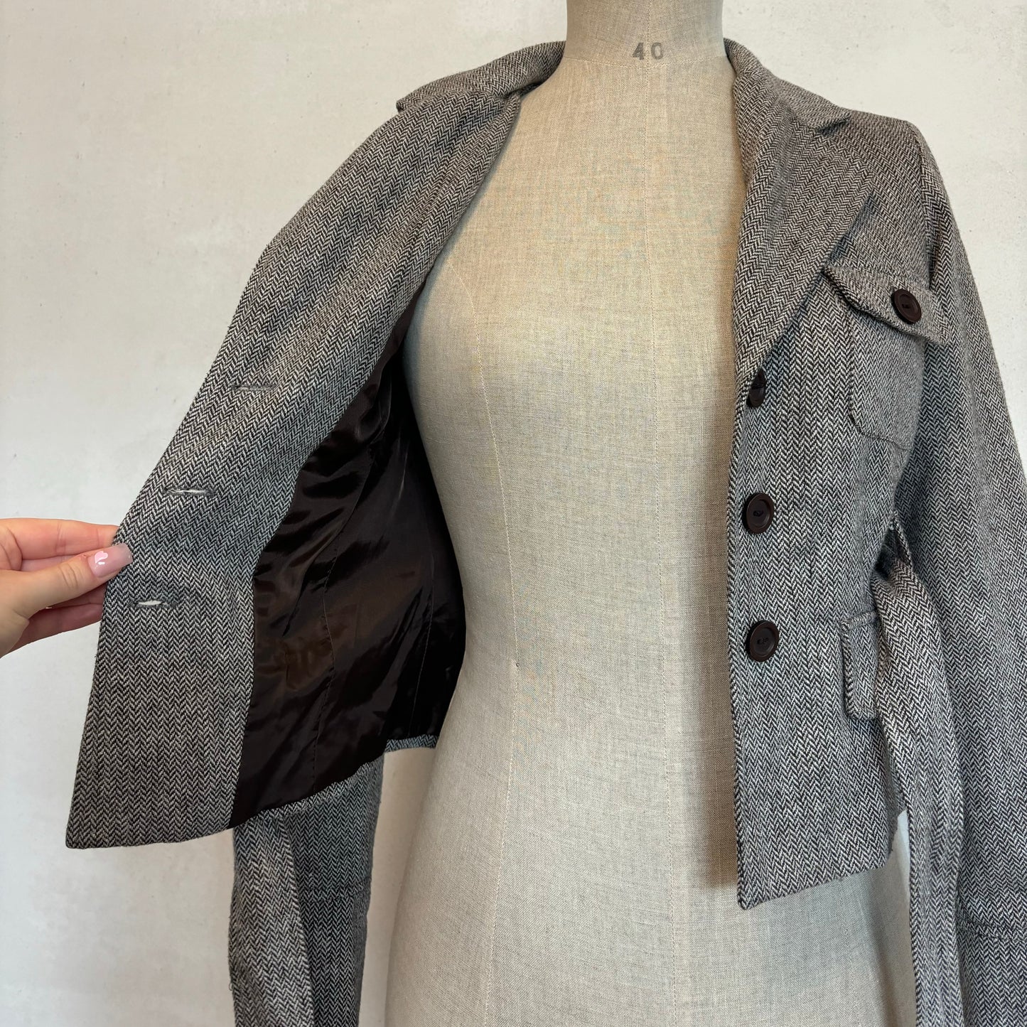 Herringbone belted blazer (XS)