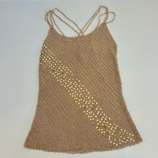 Gold Sequin Crochet Top (S/M)