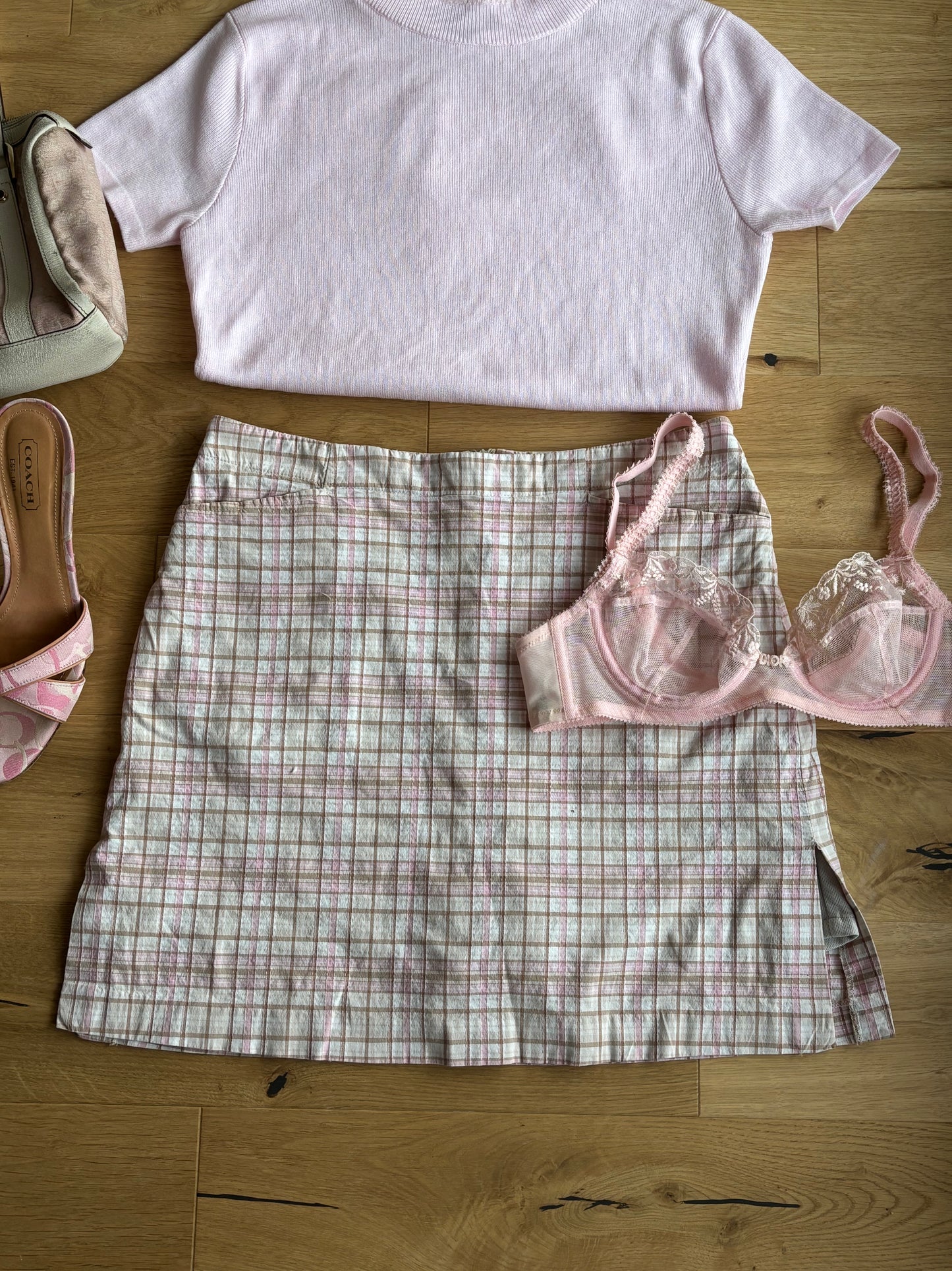 Pink/ brown Plaid Skirt (S)
