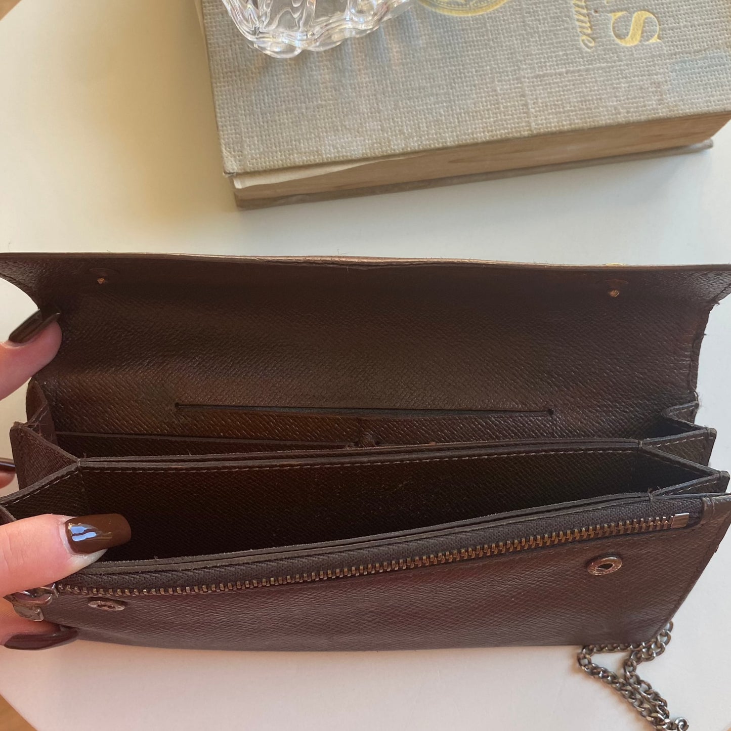 Louis Vuitton Brown Leather Wristlet
