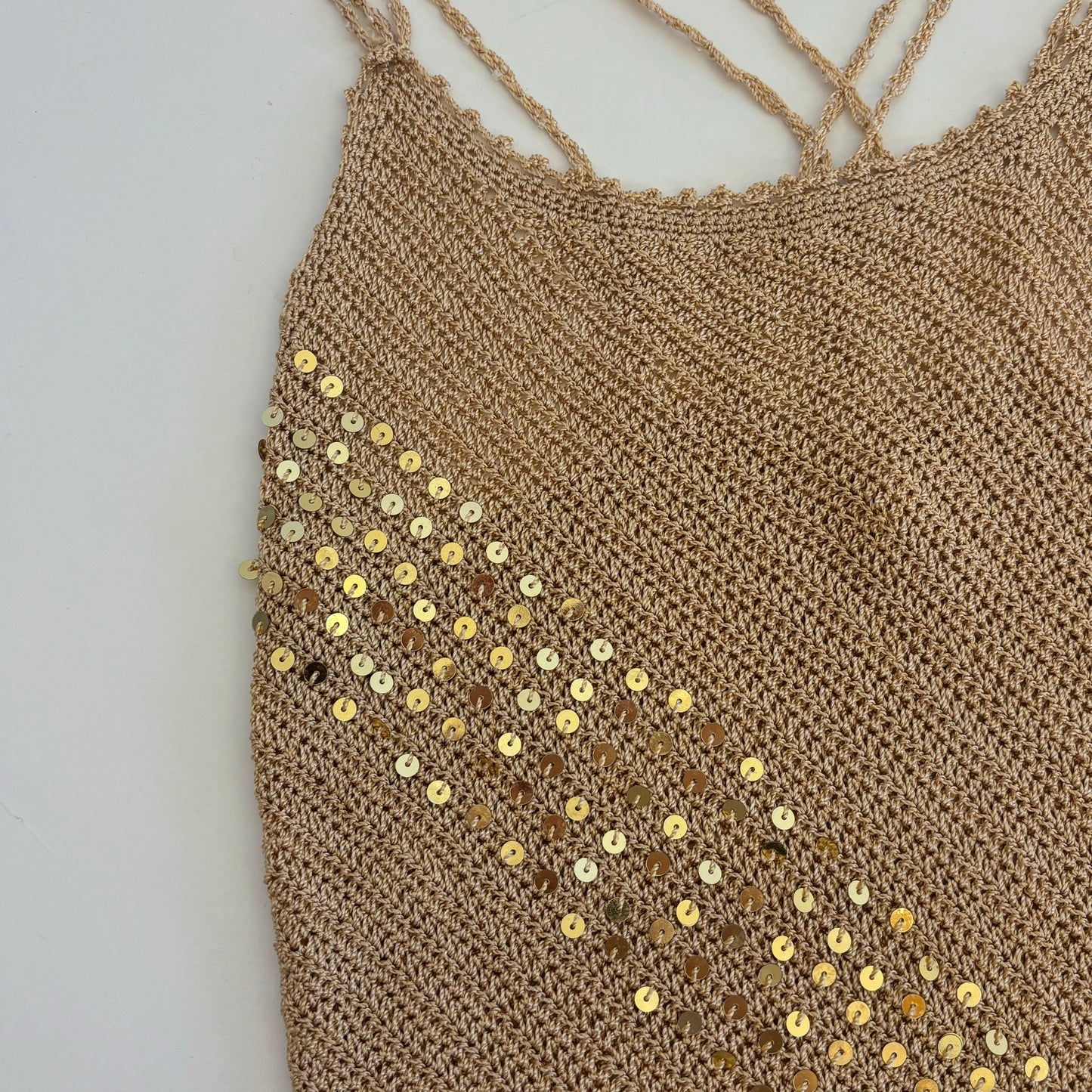 Gold Sequin Crochet Top (S/M)