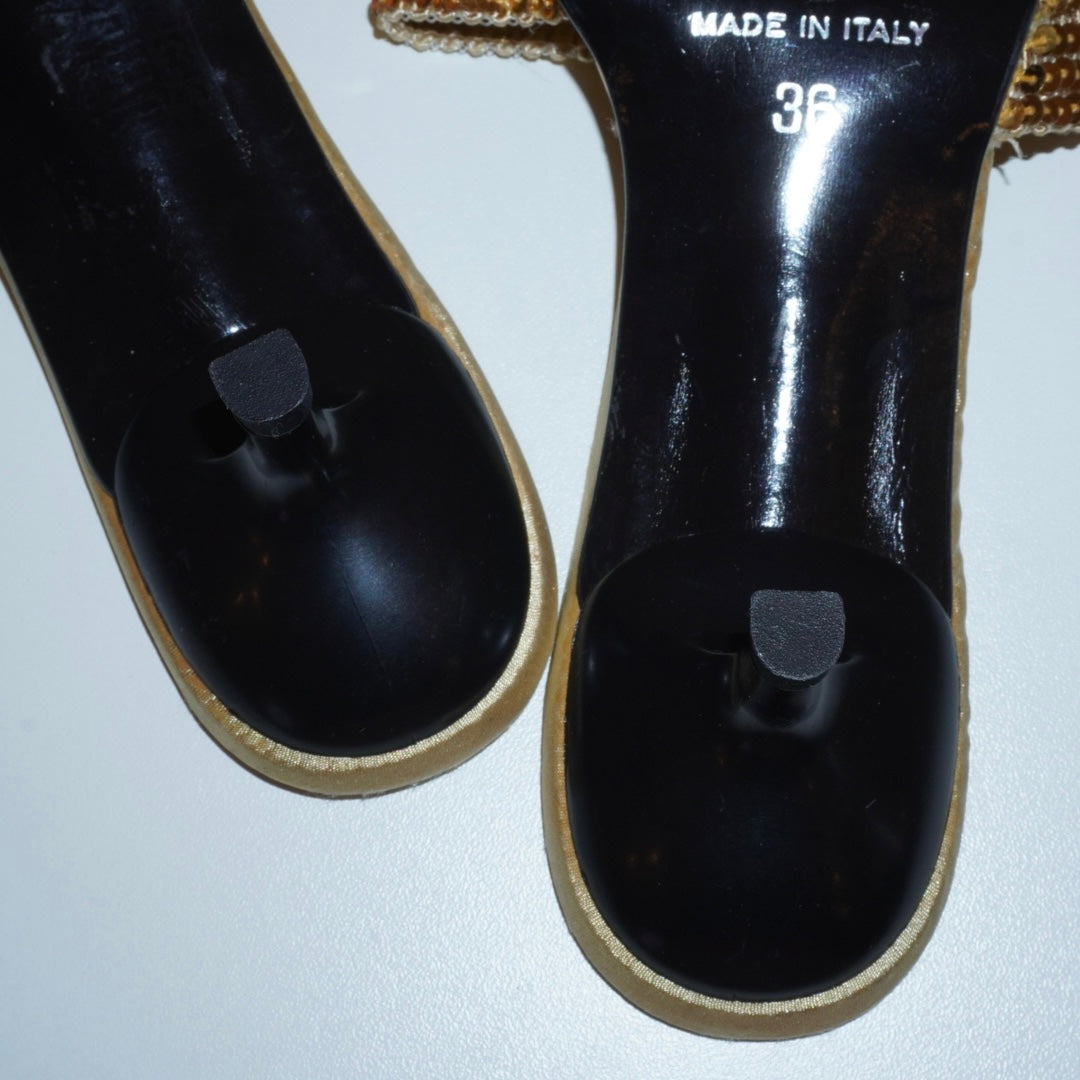 Gold Sequin Mules (36)