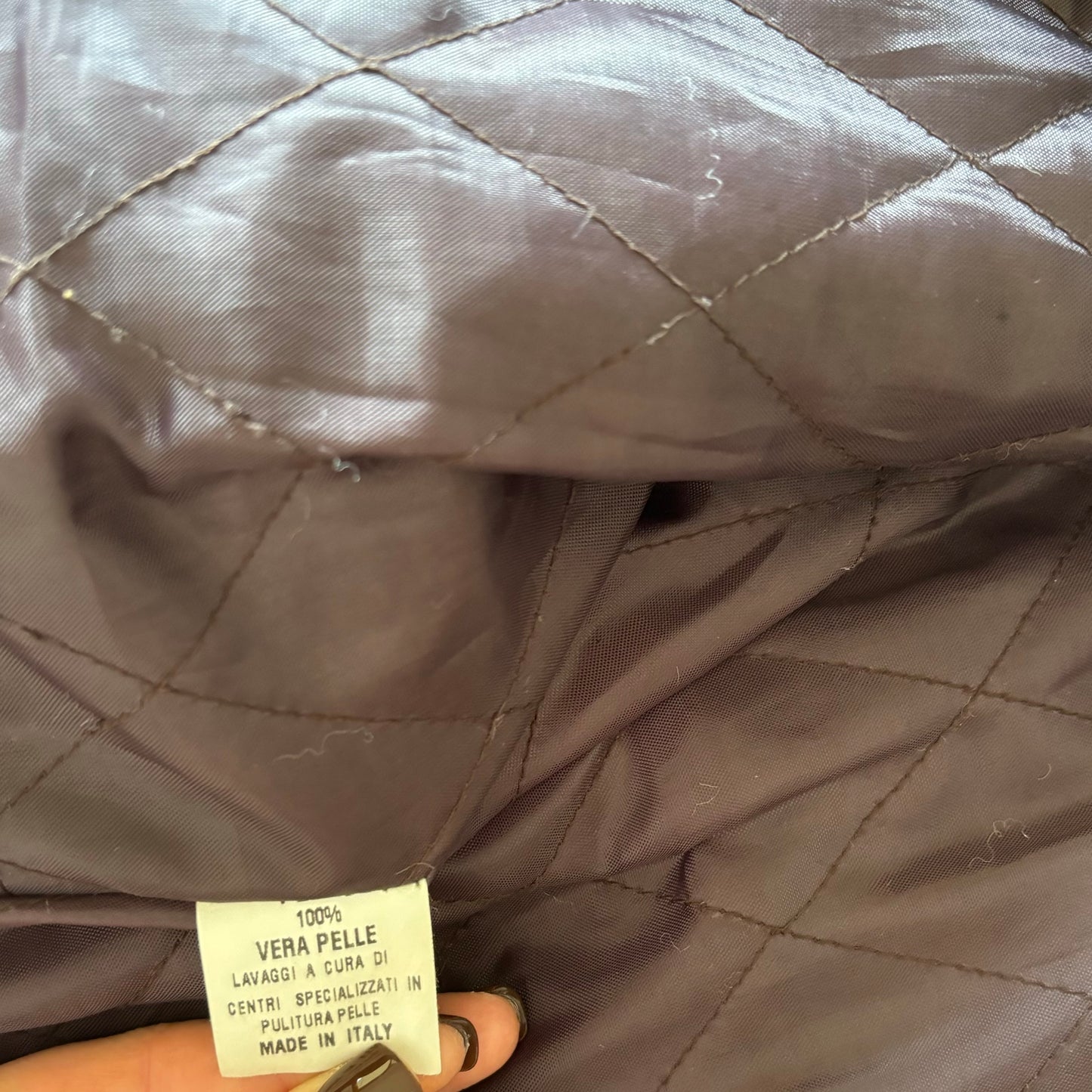 Brown Leather Fur Trim Jacket (S)