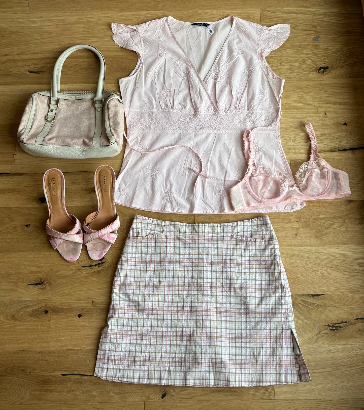 Pink/ brown Plaid Skirt (S)