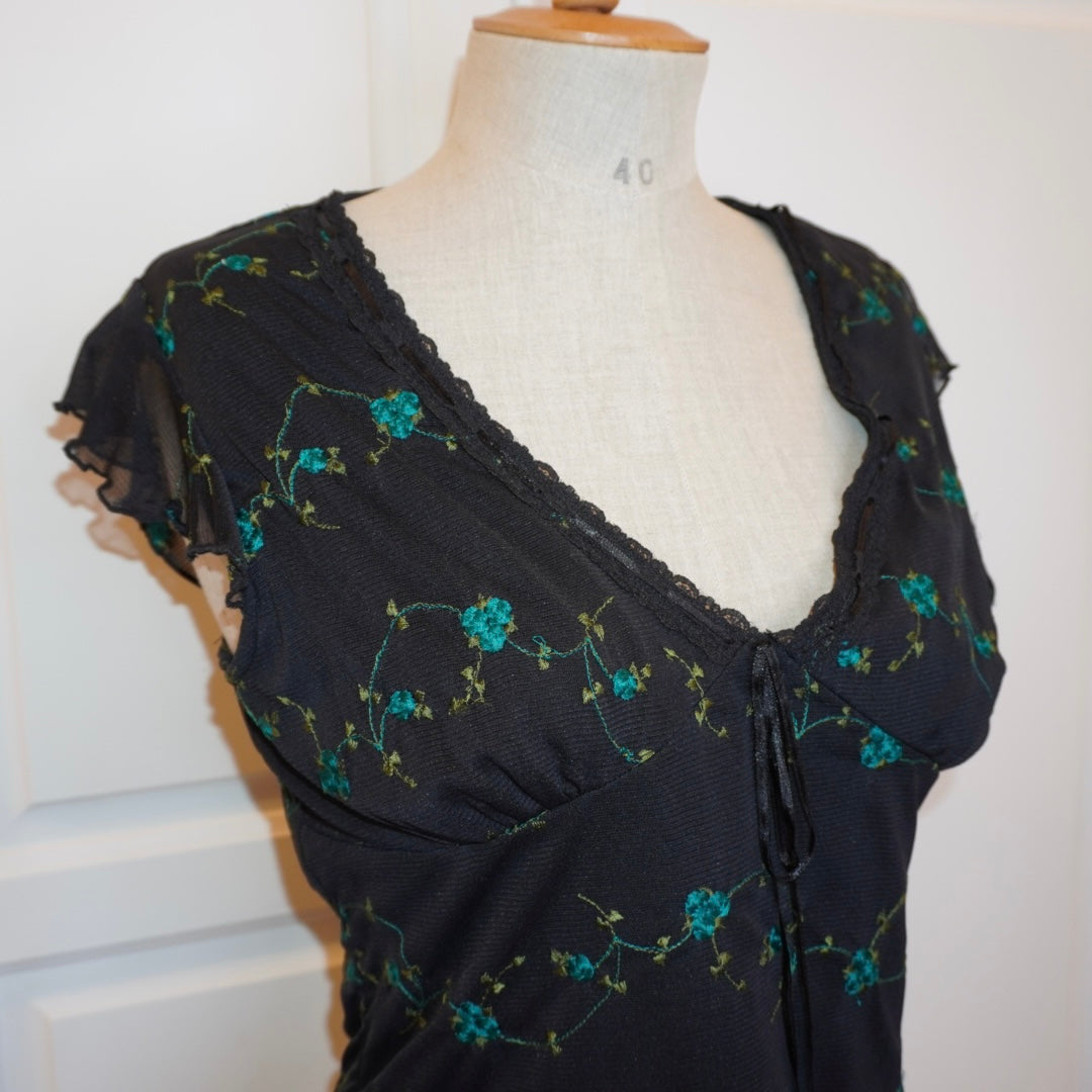 Black Floral Top (L)