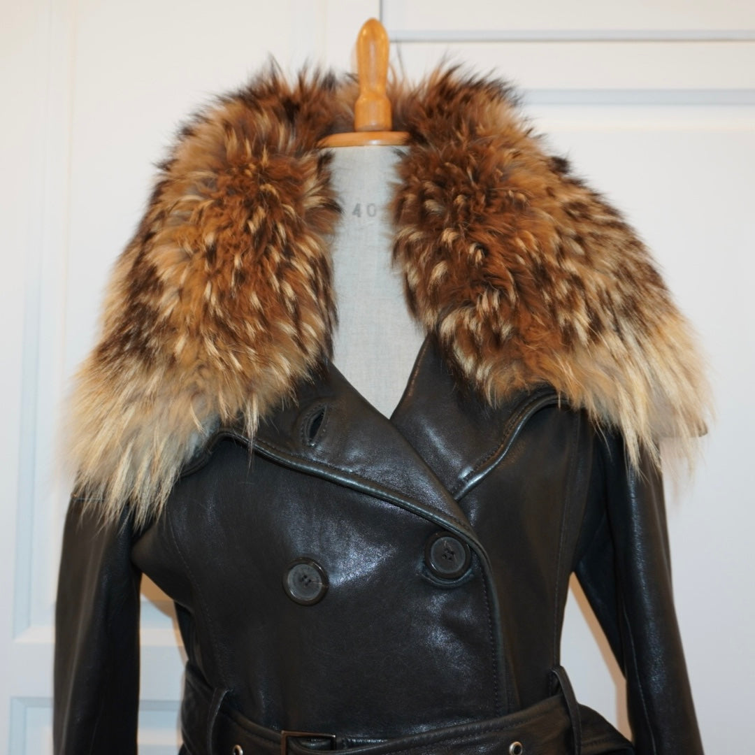Fur Leather Trench (M)