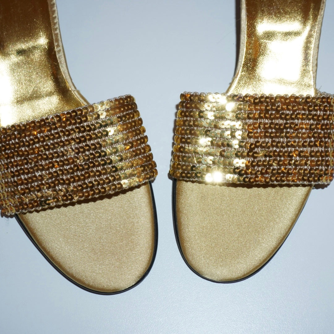 Gold Sequin Mules (36)