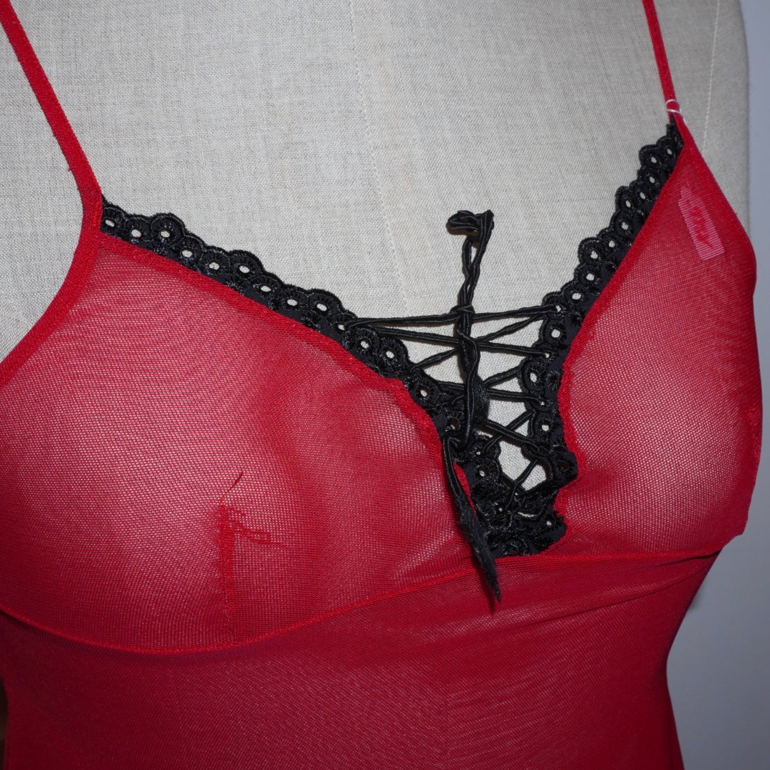 Red Mesh Babydoll (S)