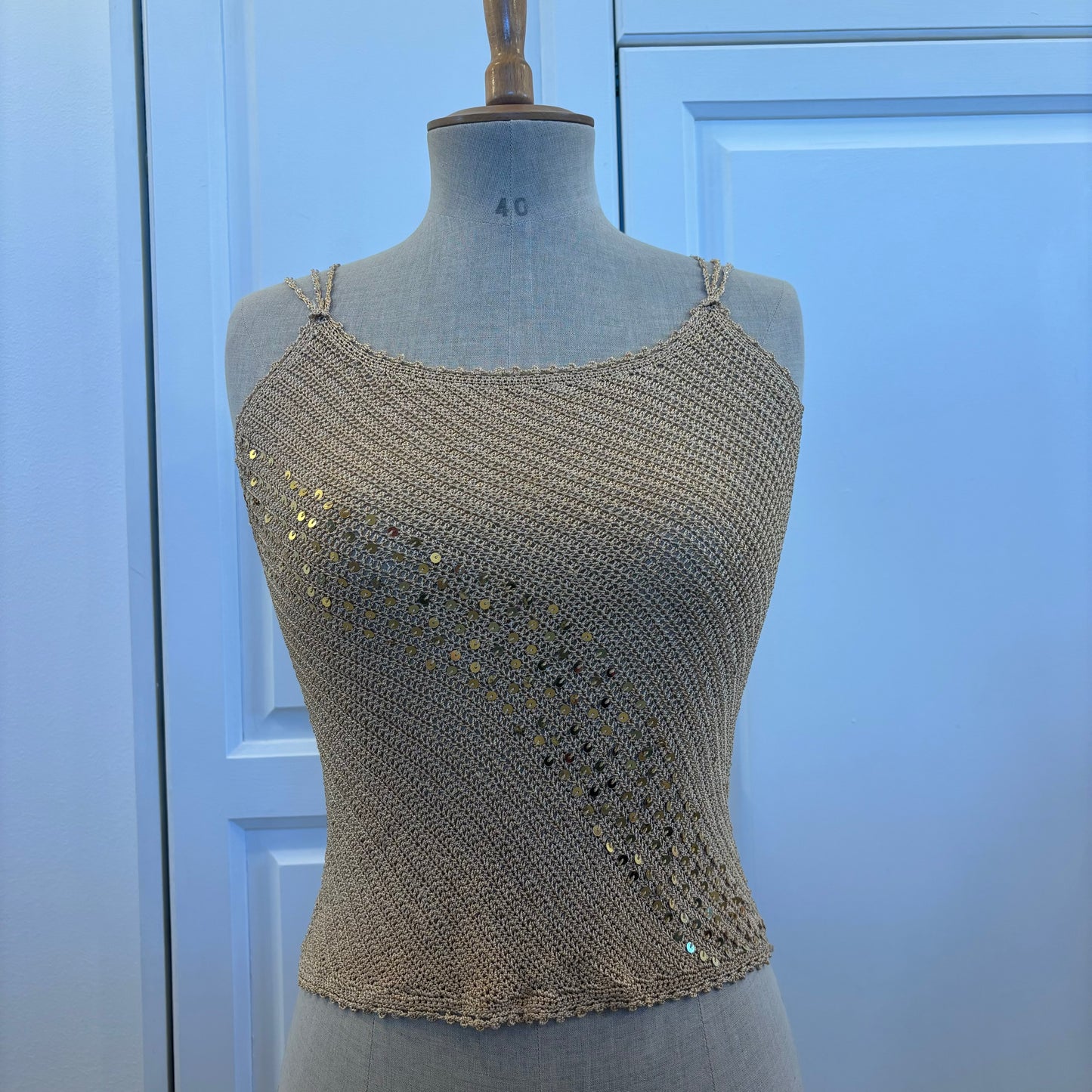 Gold Sequin Crochet Top (S/M)