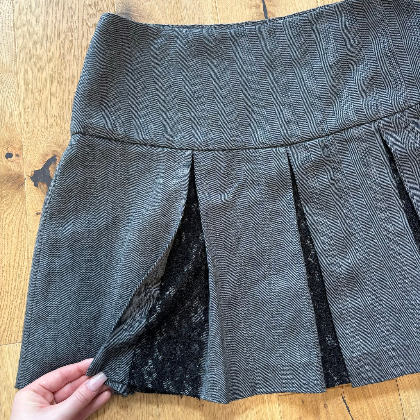 Pleated Herringbone skirt (M)