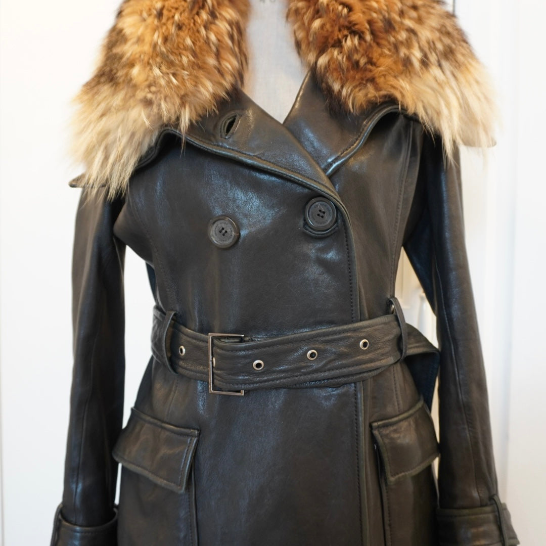 Fur Leather Trench (M)