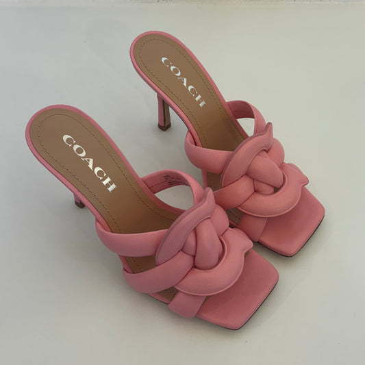 Coach Pink Leather Mules (37)