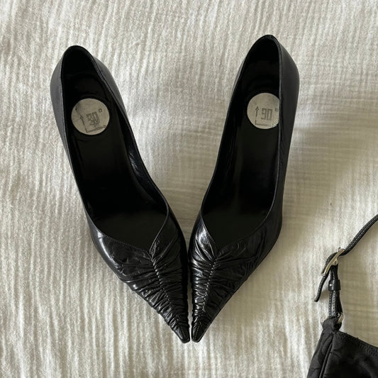 Black Leather Heels (36.5)