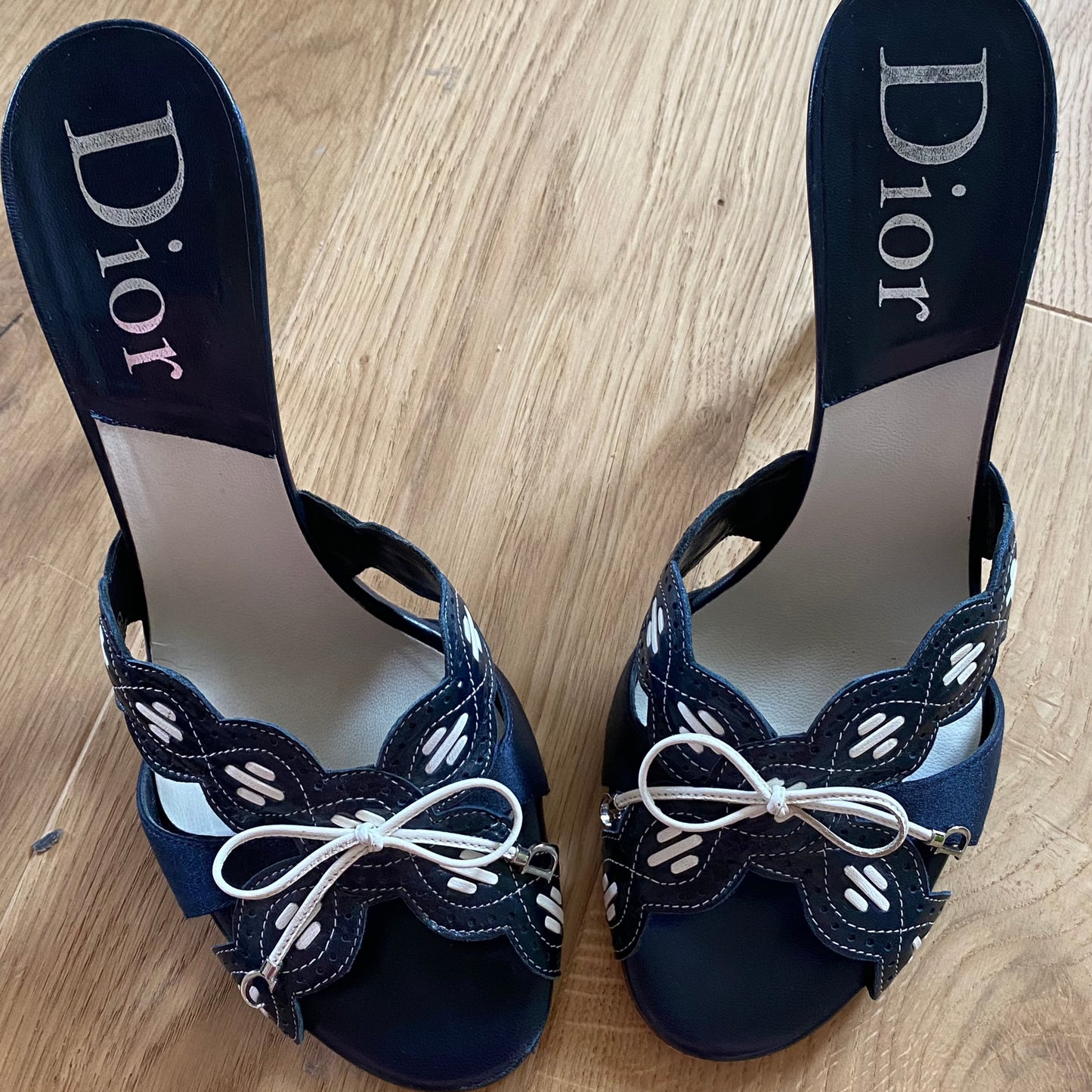 Dior Navy Heeled Sandals (39)