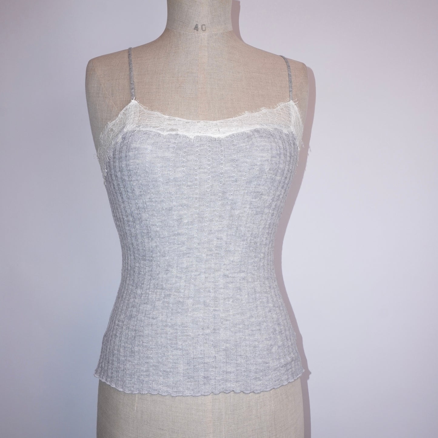 Ribbed Lace Cami Top (XS)