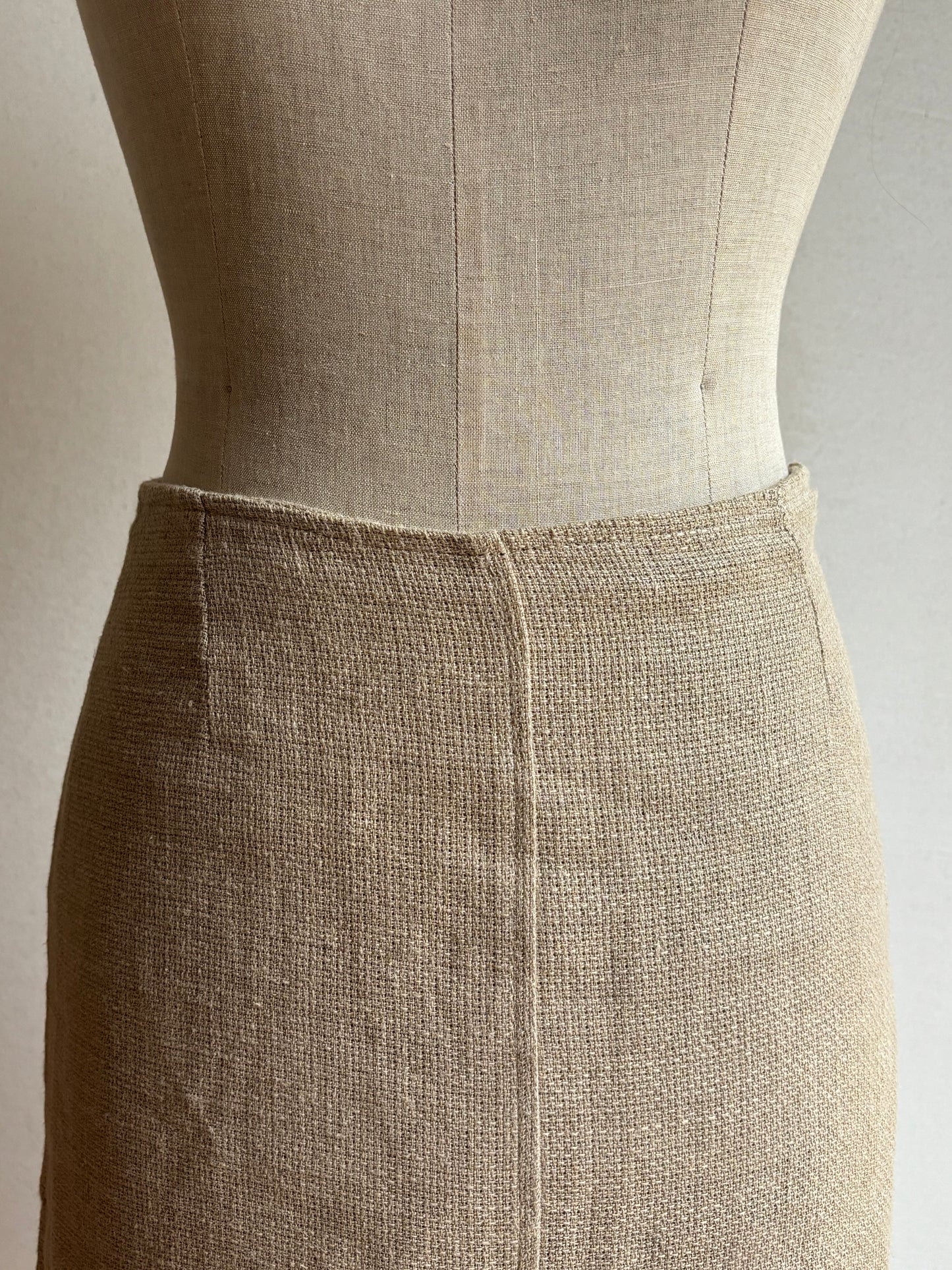 Beige Linen Midi Skirt (S)