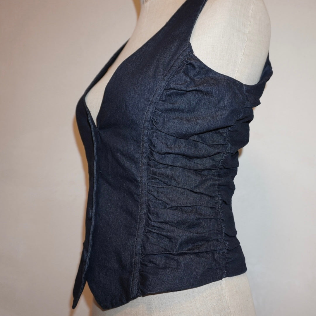 Denim Ruched Vest