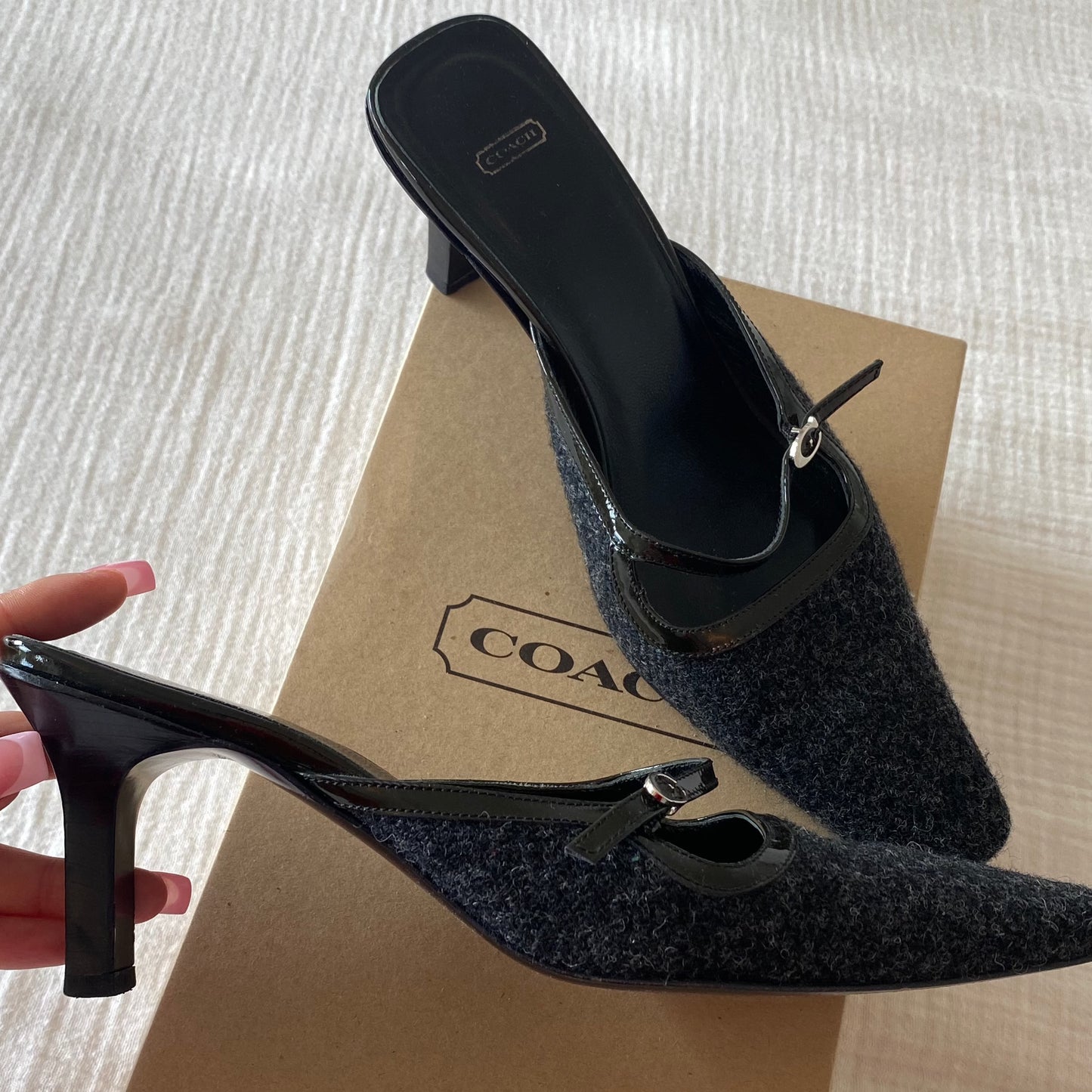 Grey Wool Coach Mules (37.5)