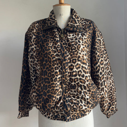 Silk Leopard Bomber Jacket (S/M)