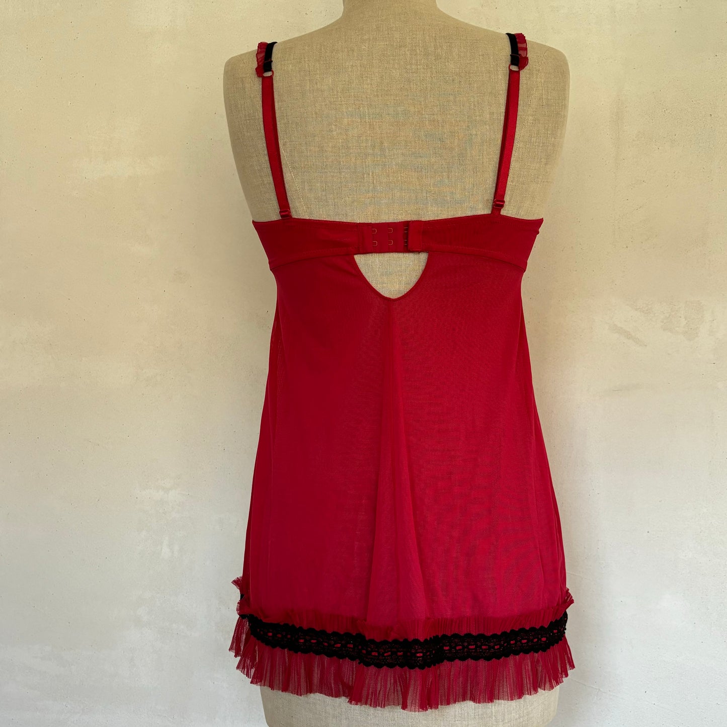 Red Lace Trim Babydoll (80C)