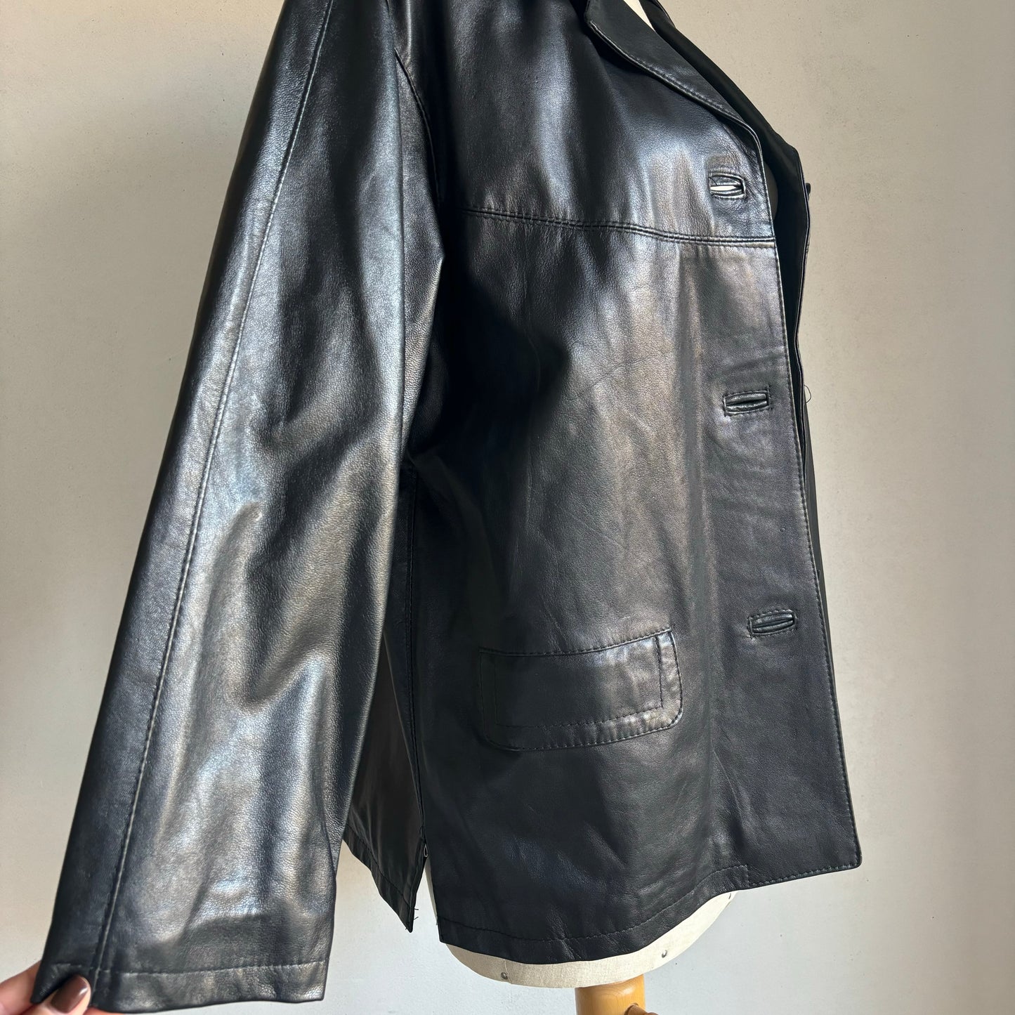 Black Leather Coat (M/L)