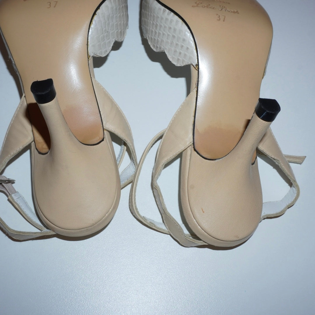 White Pointy Leather Heels (37)