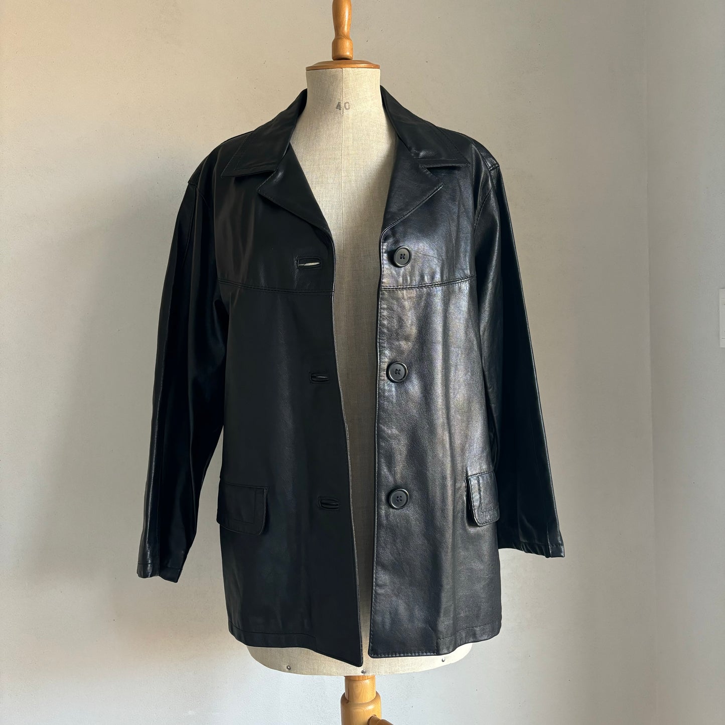 Black Leather Coat (M/L)