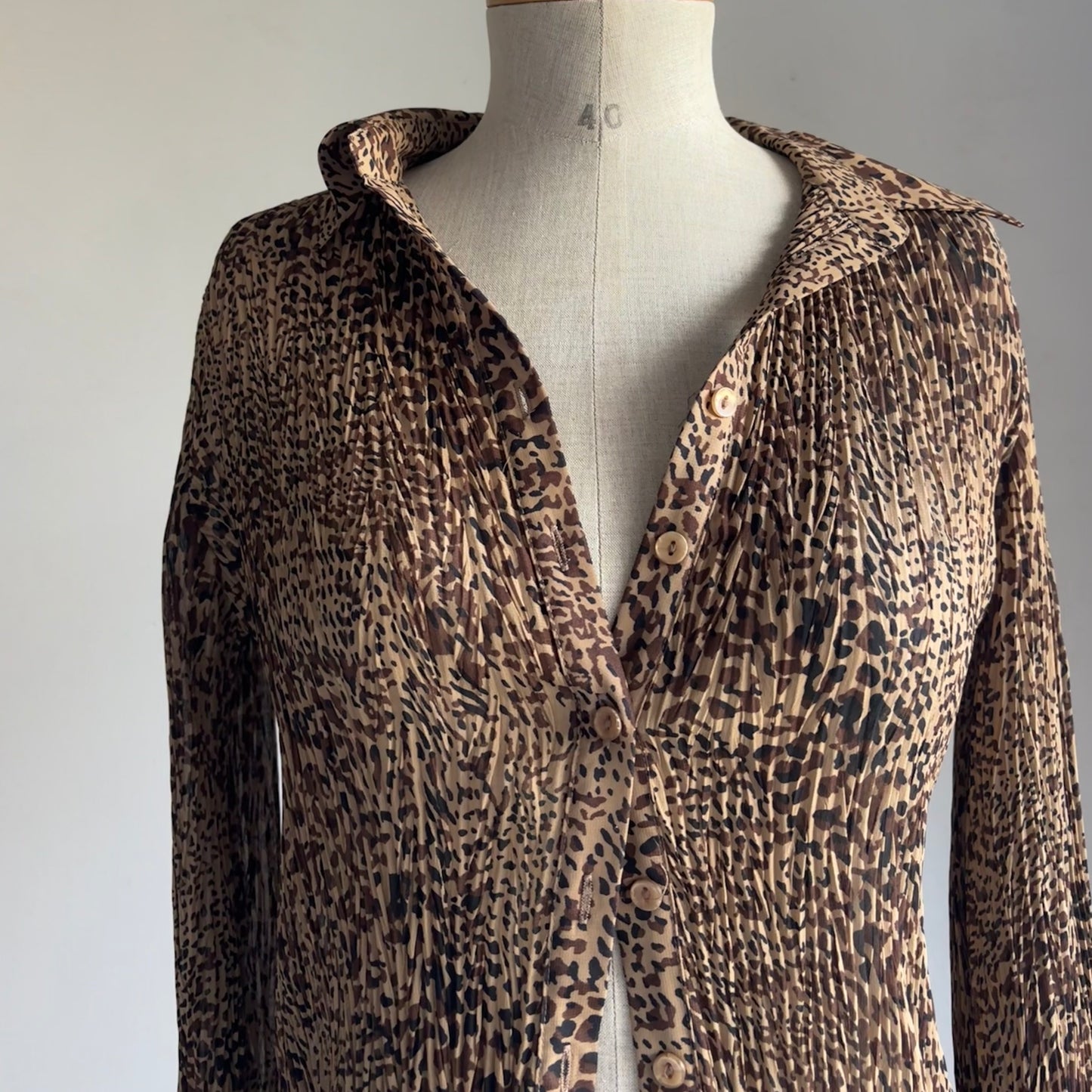 Leopard Pleated Blouse (S/M)