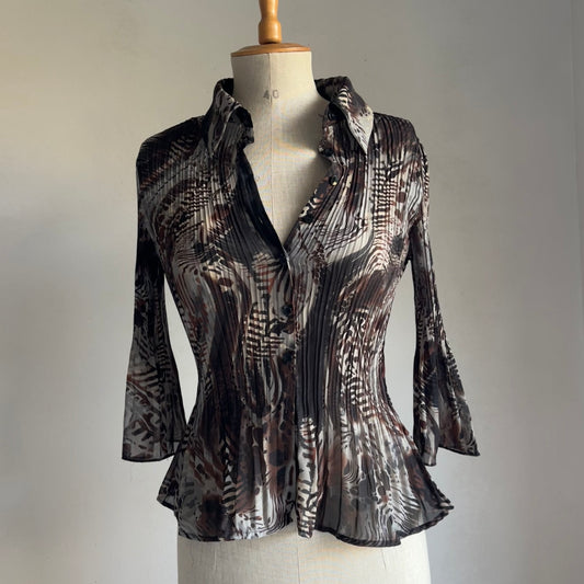 Pleated Animal Print Blouse (S/M)