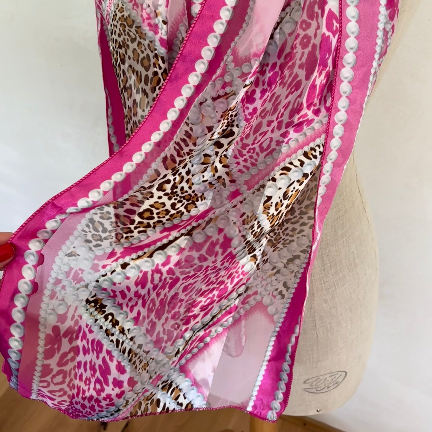 Pink Leopard Print Scarf