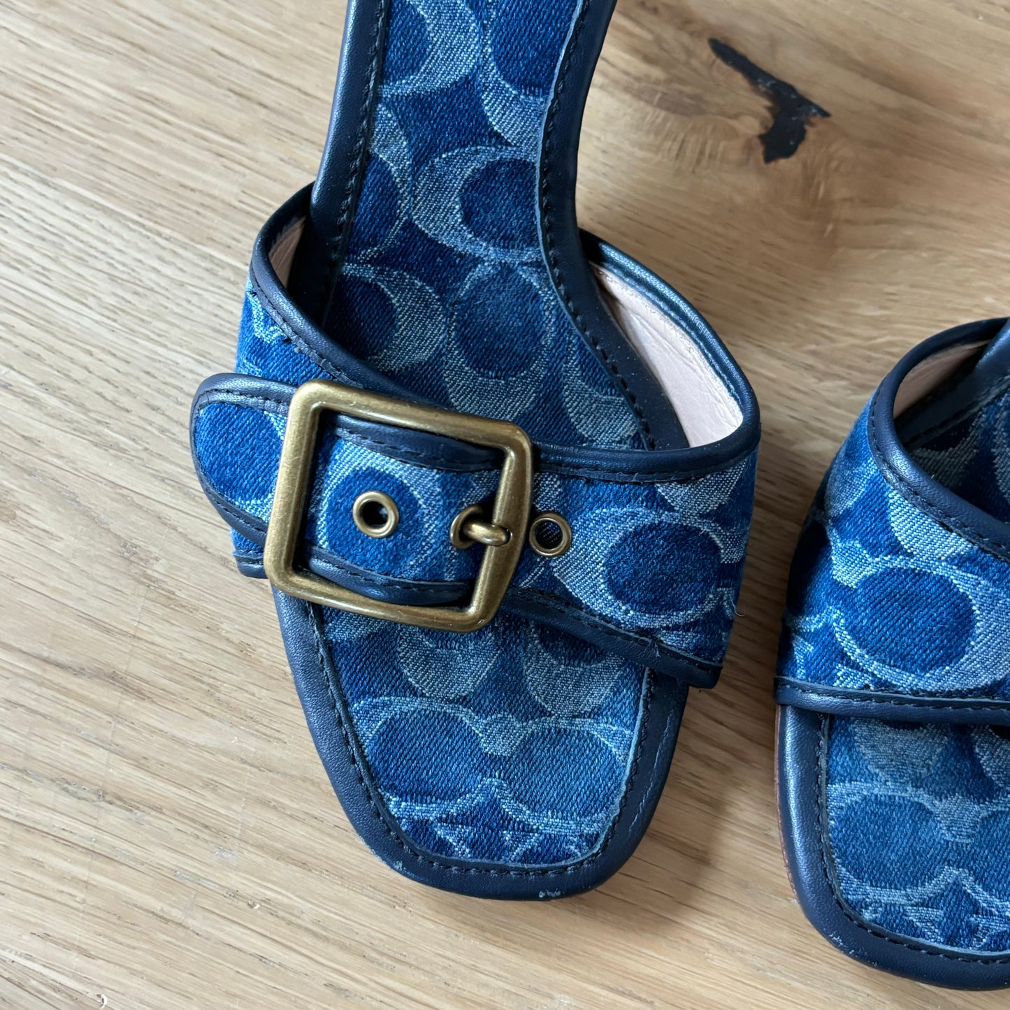 Coach Denim Monogram Mules (36.5)