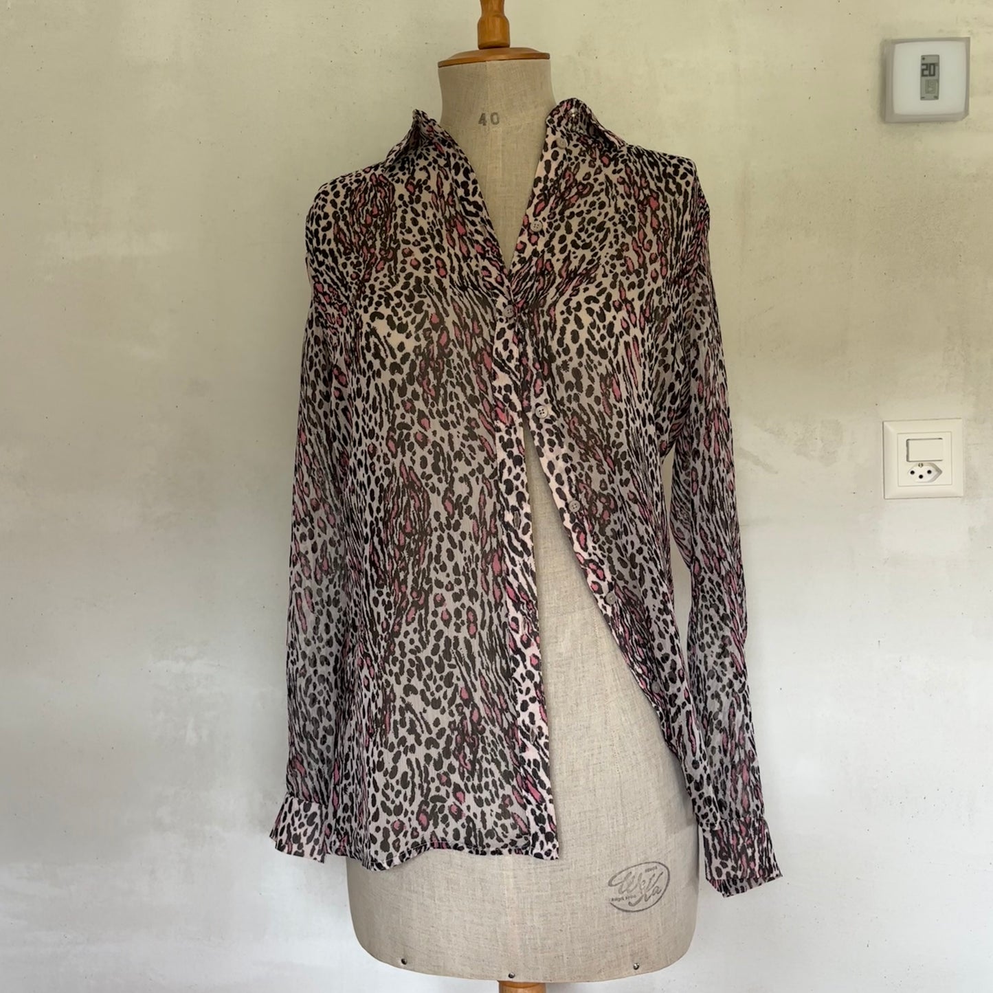 Guess Pink Leopard Blouse (M)