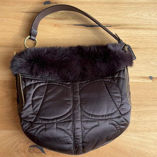 Coach Satin Fur Trim Purse