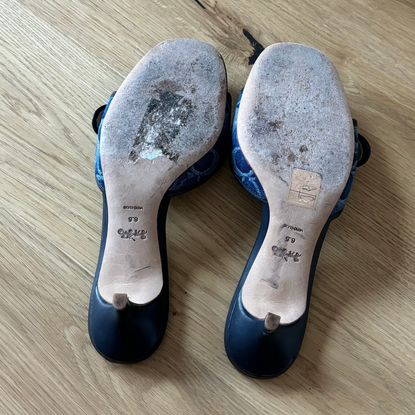 Coach Denim Monogram Mules (36.5)