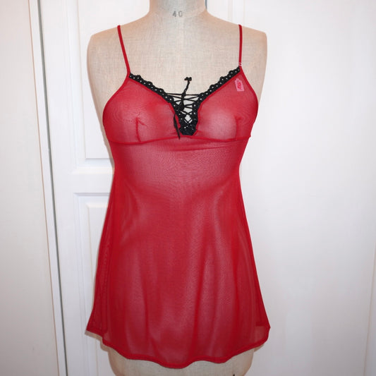 Red Mesh Babydoll (S)