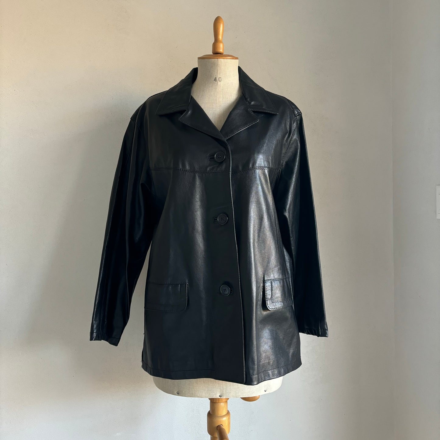 Black Leather Coat (M/L)