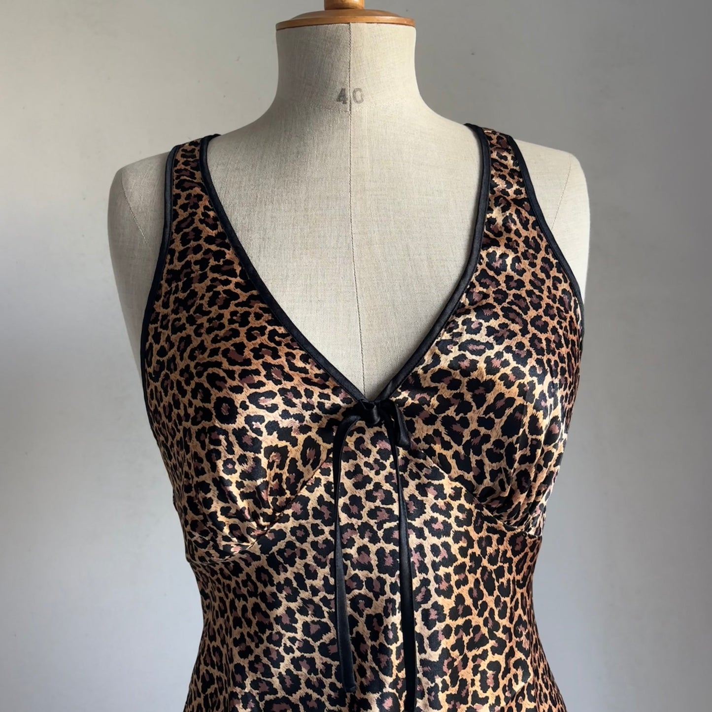 Leopard Satin Slip Dress (M)