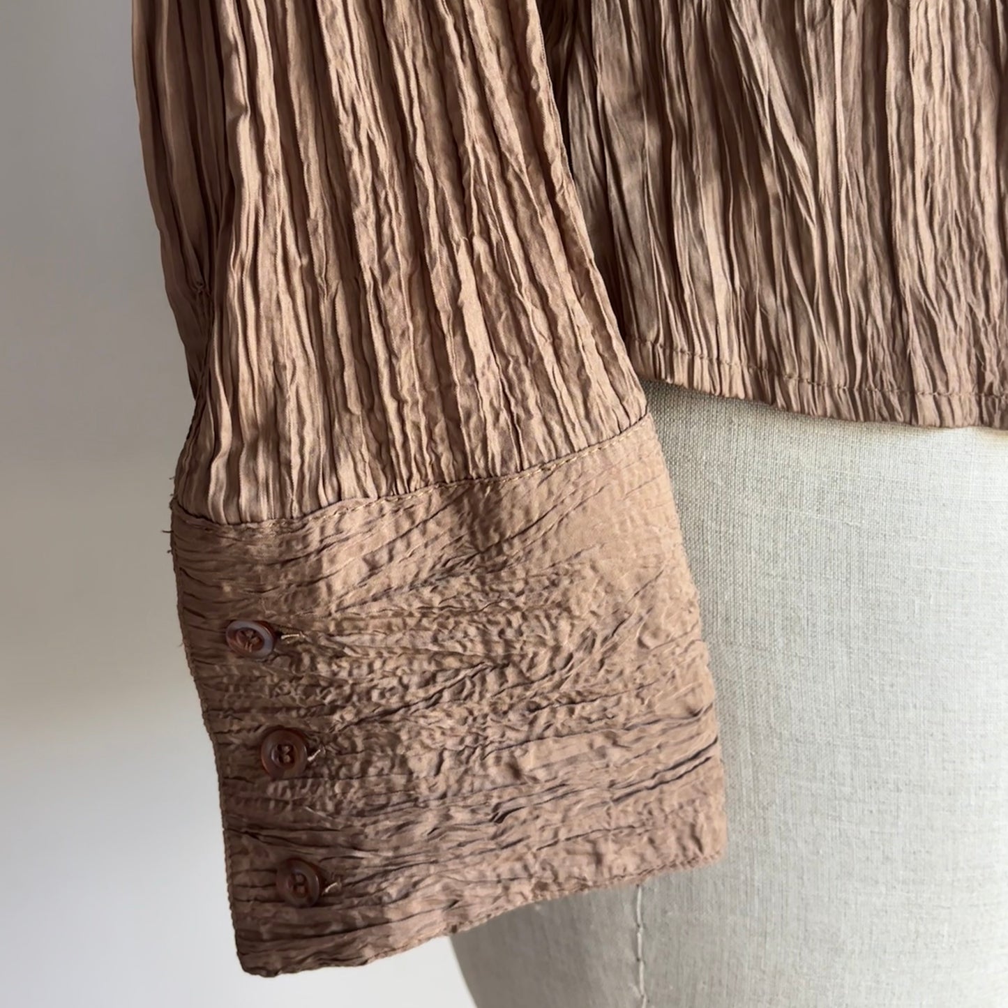 Tan Pleated Blouse (S)