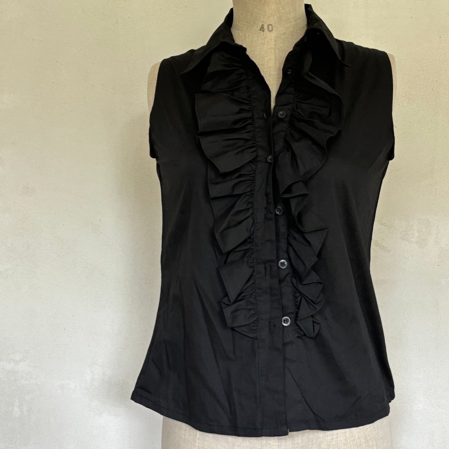 Black Ruffle Vest Top (S)