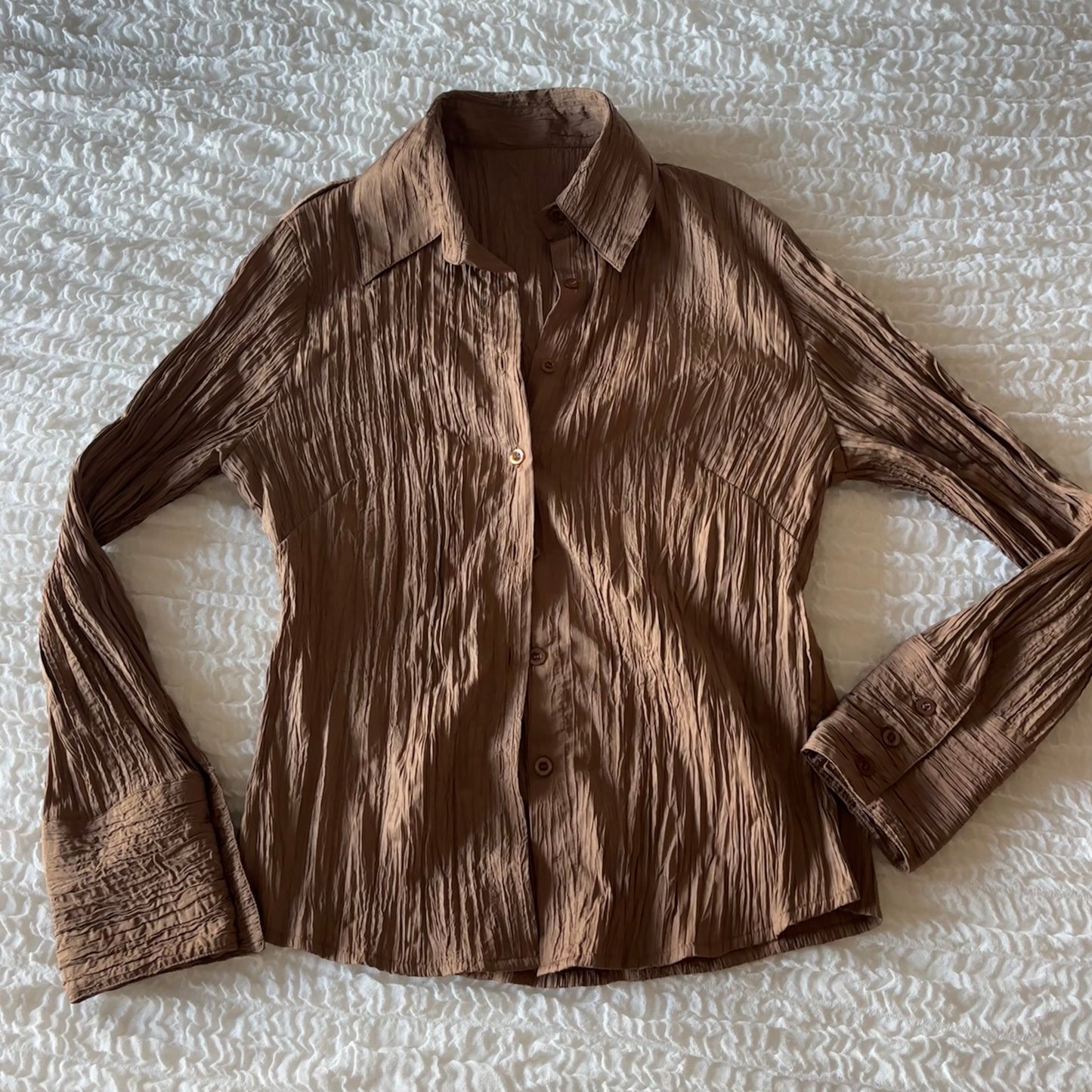 Tan Pleated Blouse (S)