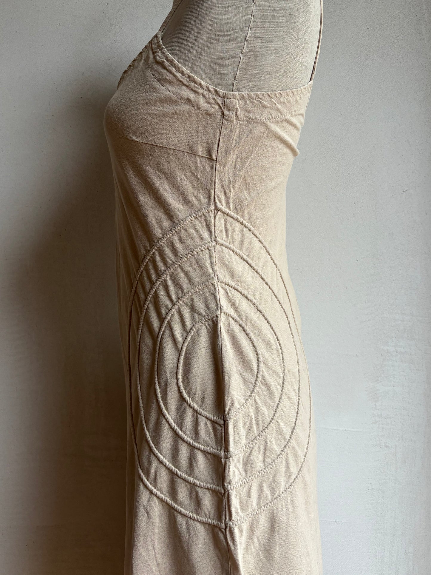 Beige Linen Midi Dress (S/M)