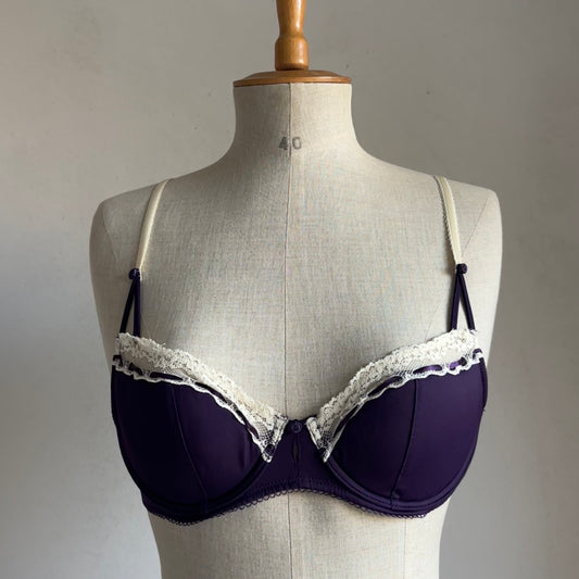 Purple Lace Trim Bra (80B)