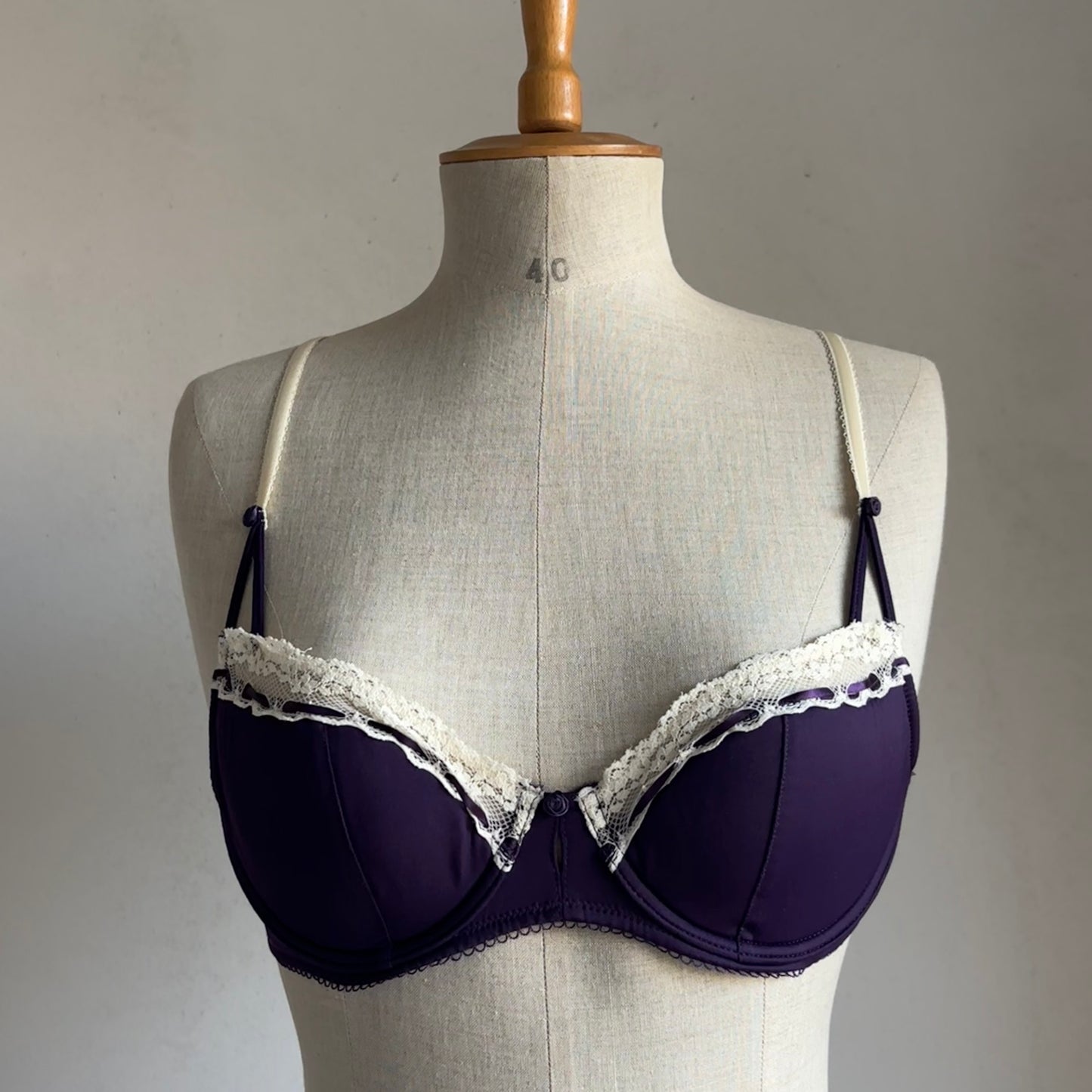 Purple Lace Trim Bra (80B)