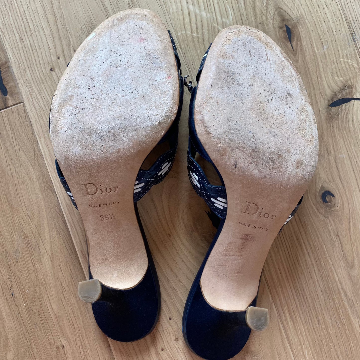 Dior Navy Heeled Sandals (39)