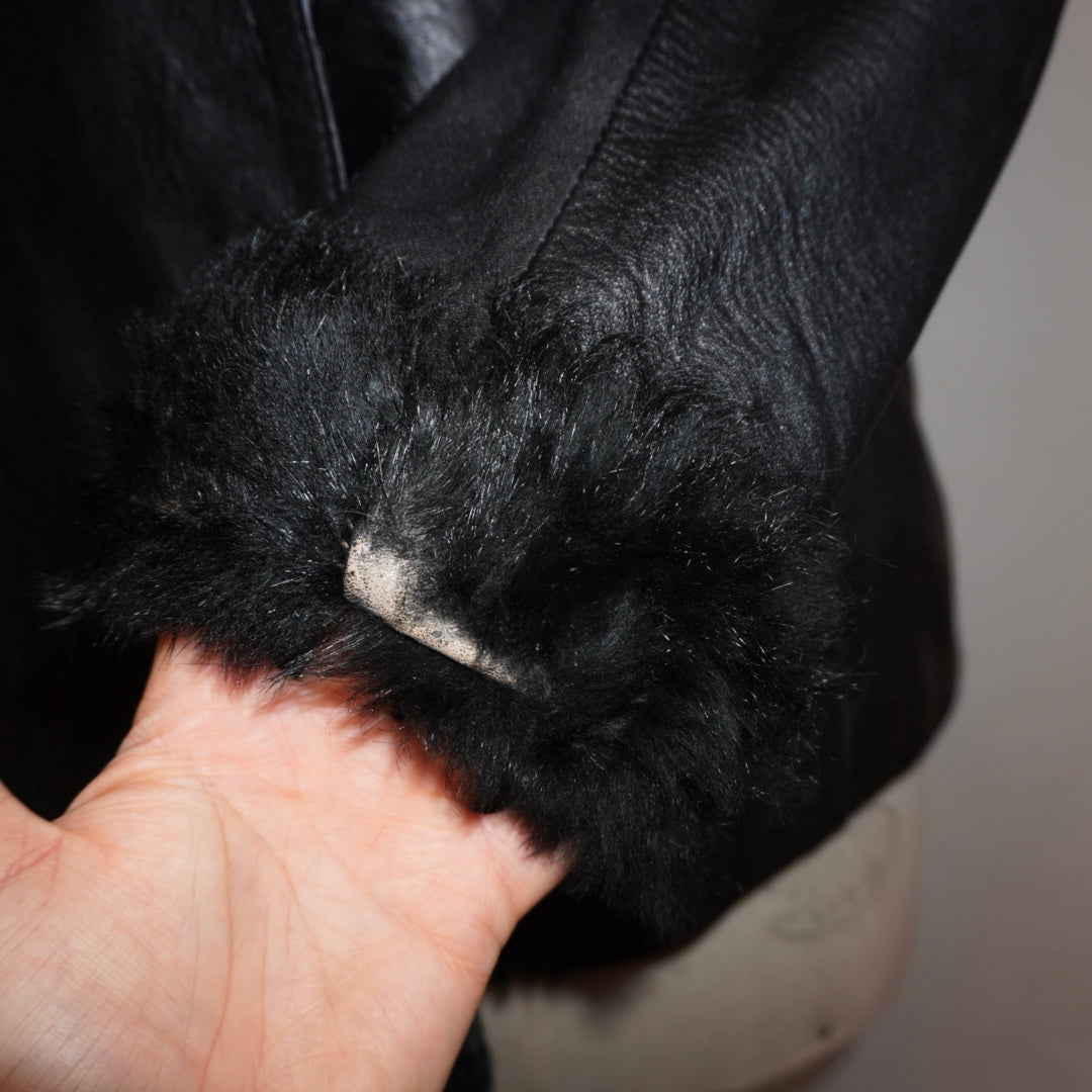 Fur Trim Leather Jacket (S)