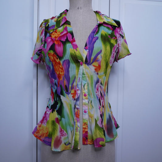 Floral Pleated Blouse (M)