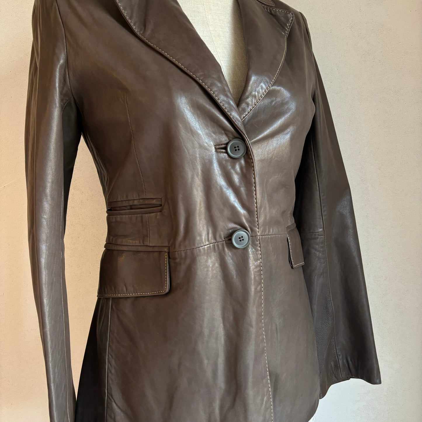 Brown Leather Blazer (S/M)