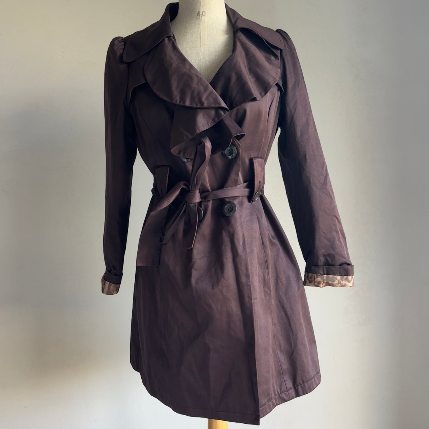 Brown Ruffle Trench Coat (XS/S)