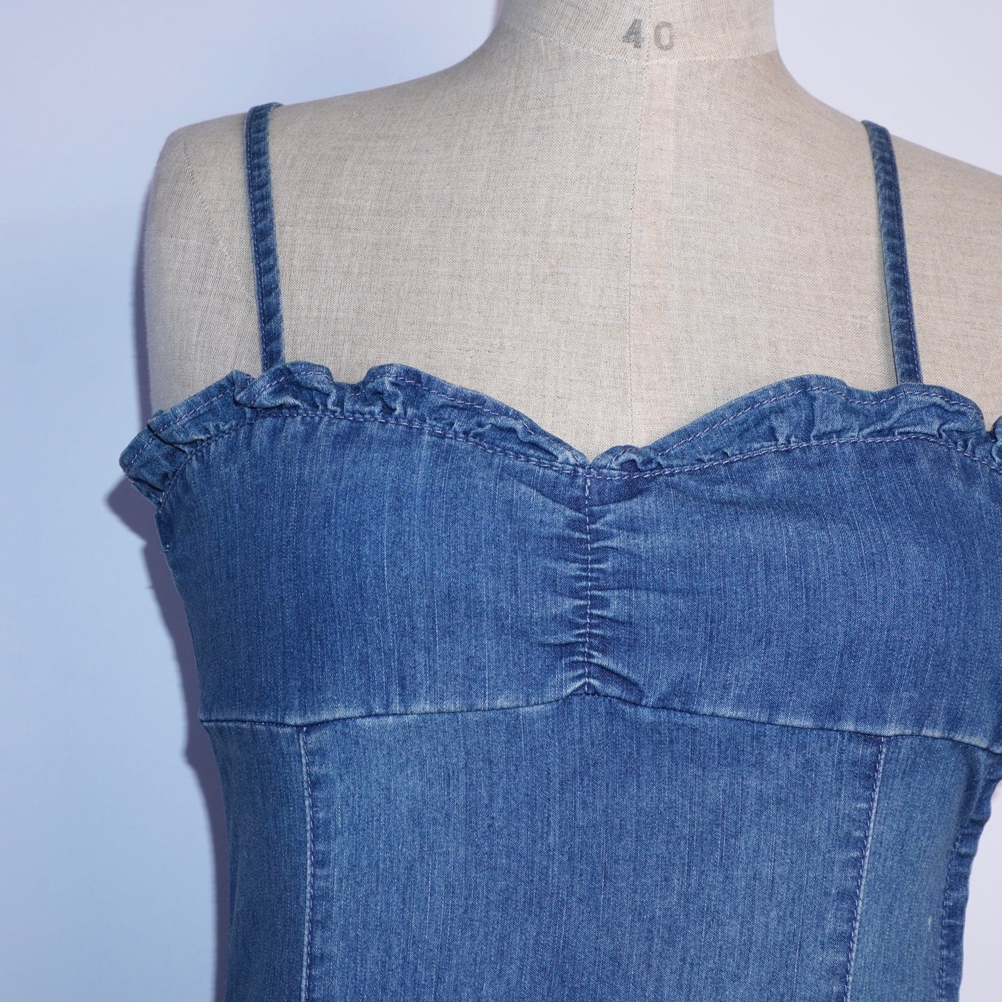 Denim Ruffle Dress (S)